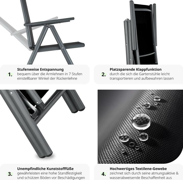 Produktbild tectake 2x Gartenstuhl