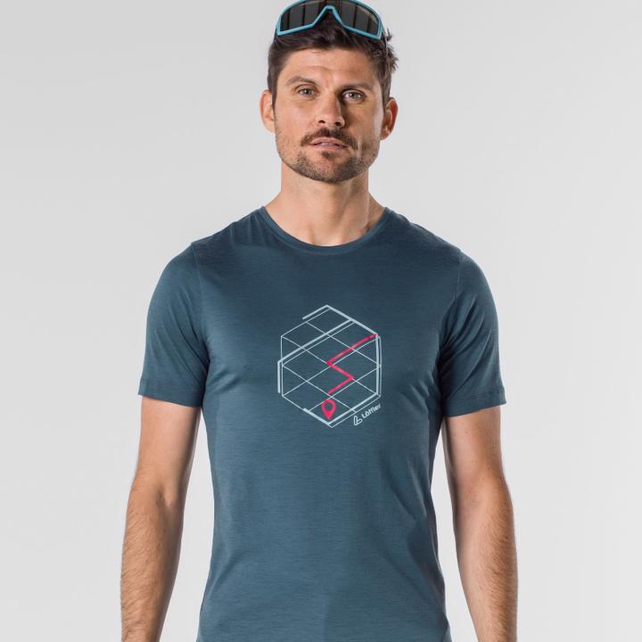 Produktbild Löffler Loeffler Hemd kurzarm M Printshirt Tracking Merino Light Dark Petrol - Blau (52)