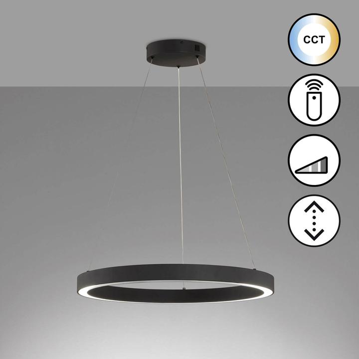 Actual product image Fischer & Honsel Honsel Sirko LED pendant light 55.3W Tunable white controllable dimmable acrylic glass sand black