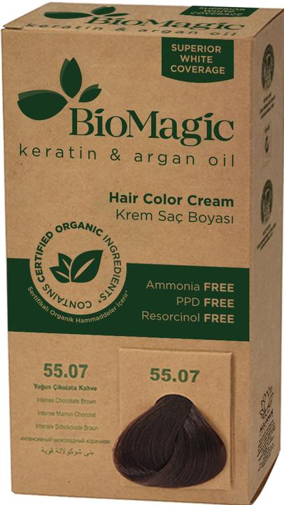 Immagine prodotto Biomagic Tintura per capelli Castano Cioccolato Più Scuro (55,07) 250 g - (marrone cioccolato scuro)