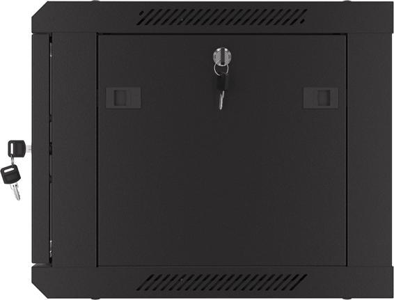 Image du produit Lanberg Nástěnná jednodílná skříň 19", 6U/600x450, (v rozloženém stavu), perforované dveře, černá ( (10.86 HE, Rack 19 pouces)