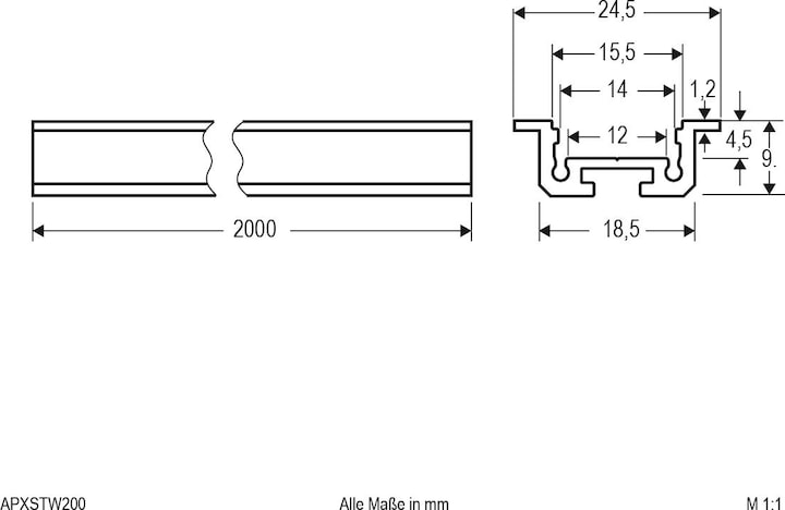 Image du produit EVN APXSTW200 blanc Profilé en T en aluminium extra plat 200cm