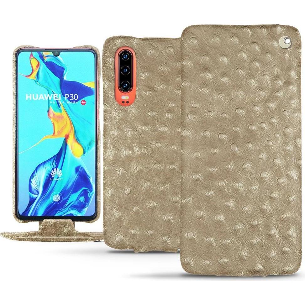 Noreve Lederschutzhülle vertikal (Huawei P30), Smartphone Hülle, Beige