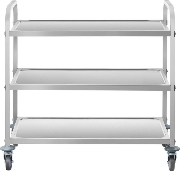 Image du produit Royal Catering Chariot de service en acier - 3 plateaux - 150 kg max. - 2 freins