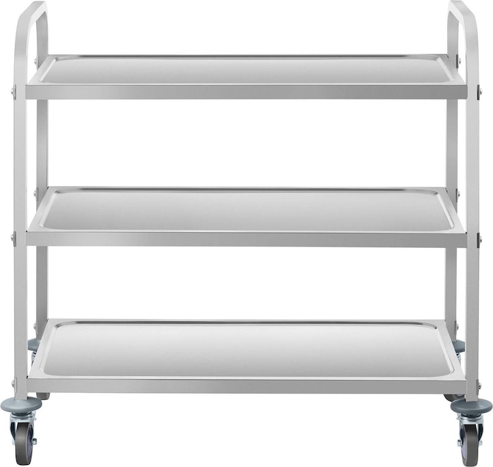 Immagine prodotto Royal Catering Carrello inox - 3 ripiani - fino a 150 kg - 2 freni