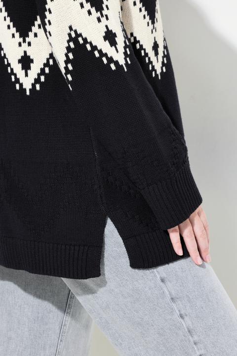 Produktbild Ulla Popken Pullover, Fair Isle, Rollkragen, Langarm (50, 52)