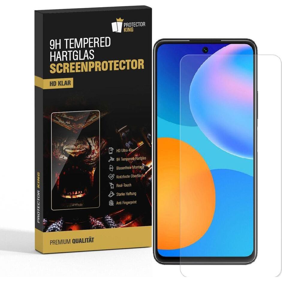 Protectorking 1x echtes Tempered 9H Panzerhartglas 3D KLAR (1 Stück, Huawei P Smart (2021)), Smartphone Schutzfolie, Tra...