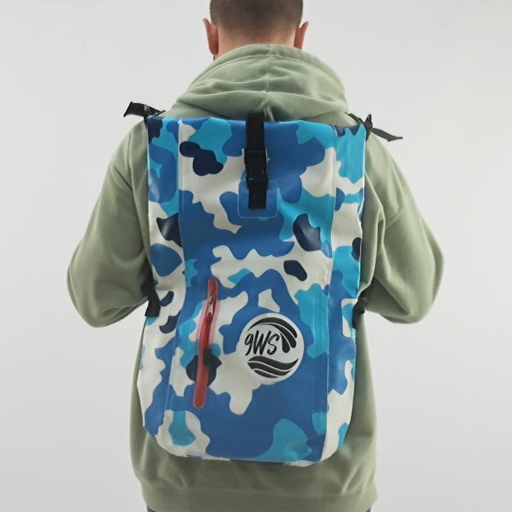 9WS Sac à dos étanche de 25l bleu camouflage