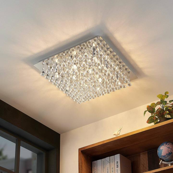 Produktbild Lindby Rimedia Kristall-Deckenleuchte, chrom 55 cm (G9)