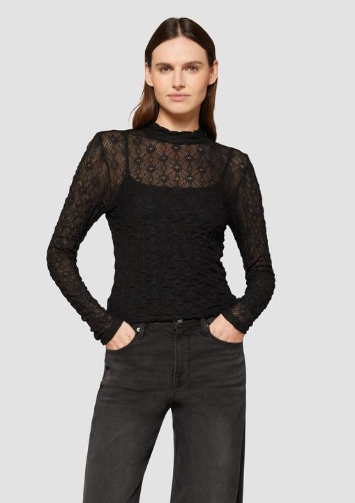 Actual product image S.Oliver T-Shirt Transparentes Spitzen-Shirt mit Stehkragen (44)