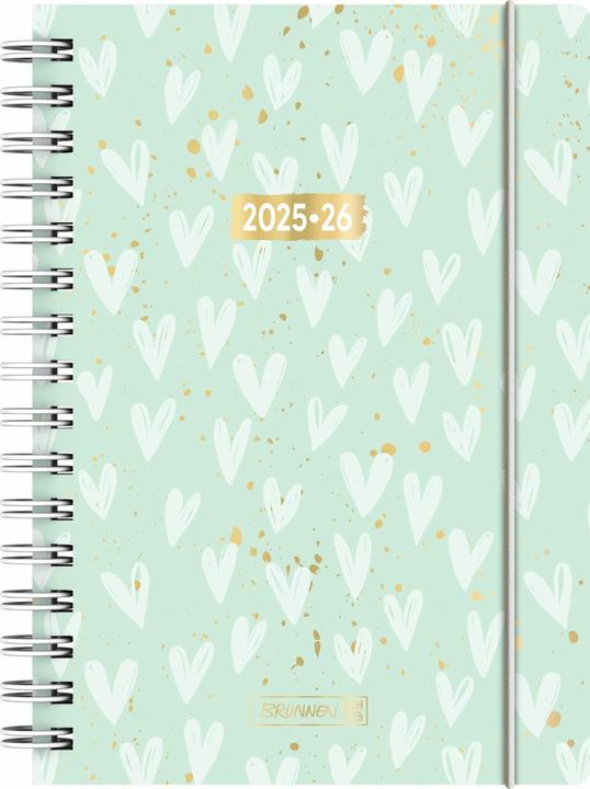 Actual product image BRUNNEN Schlerkalender (2025/2026) 'Hearts', 1 Seite = 1 Tag, A5, 352 Seiten, PP-Umschlag, mint (A5, 1 day / 1 page)