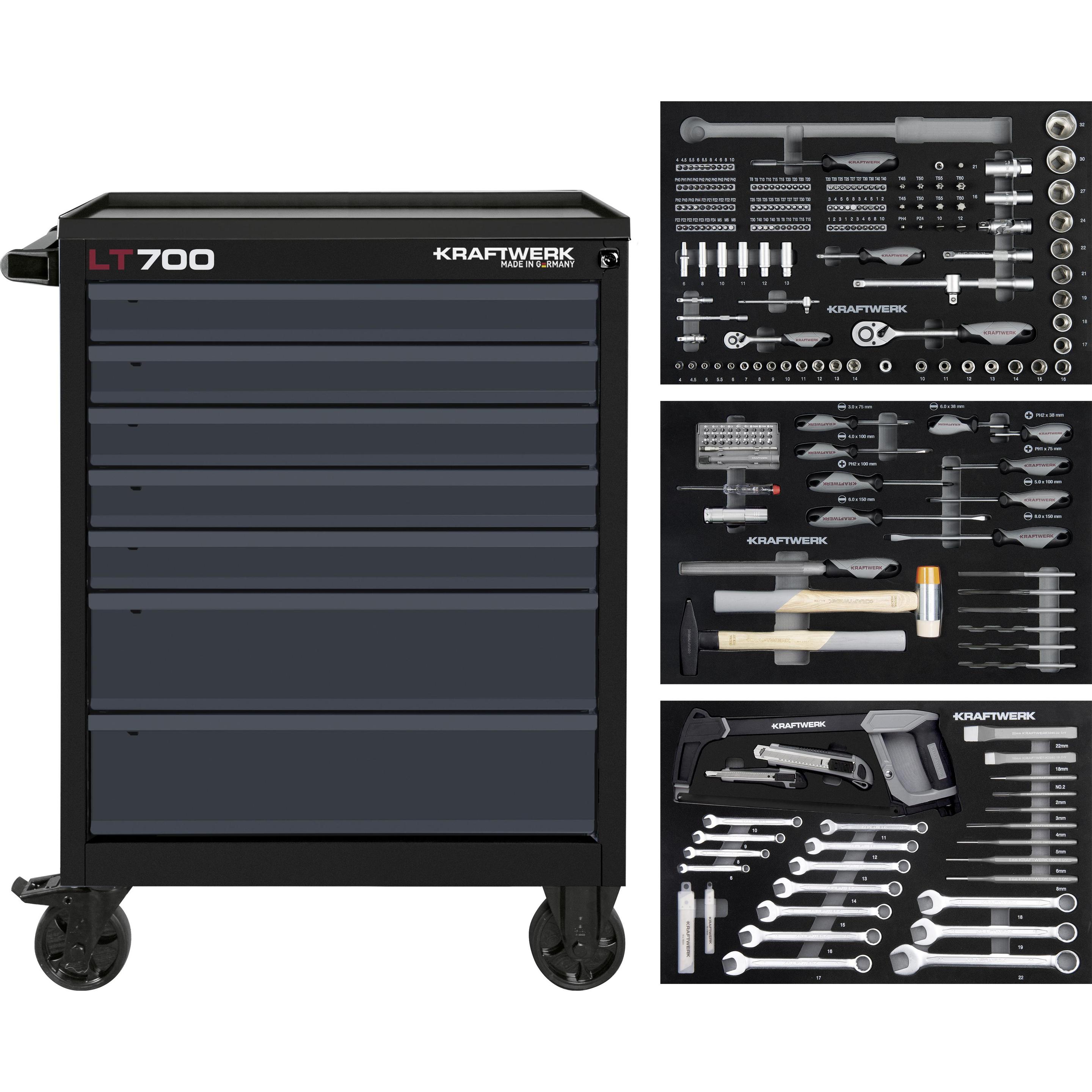 Kraftwerk, Carrello degli attrezzi + per montaggi, LT700 - 7 cassetti (259x)