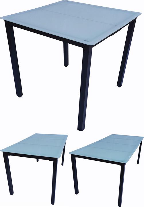 VCM Aluminum Table Glass Dining Table Garden Table Balcony Table Garden Furniture Frosted Glass (190 cm)