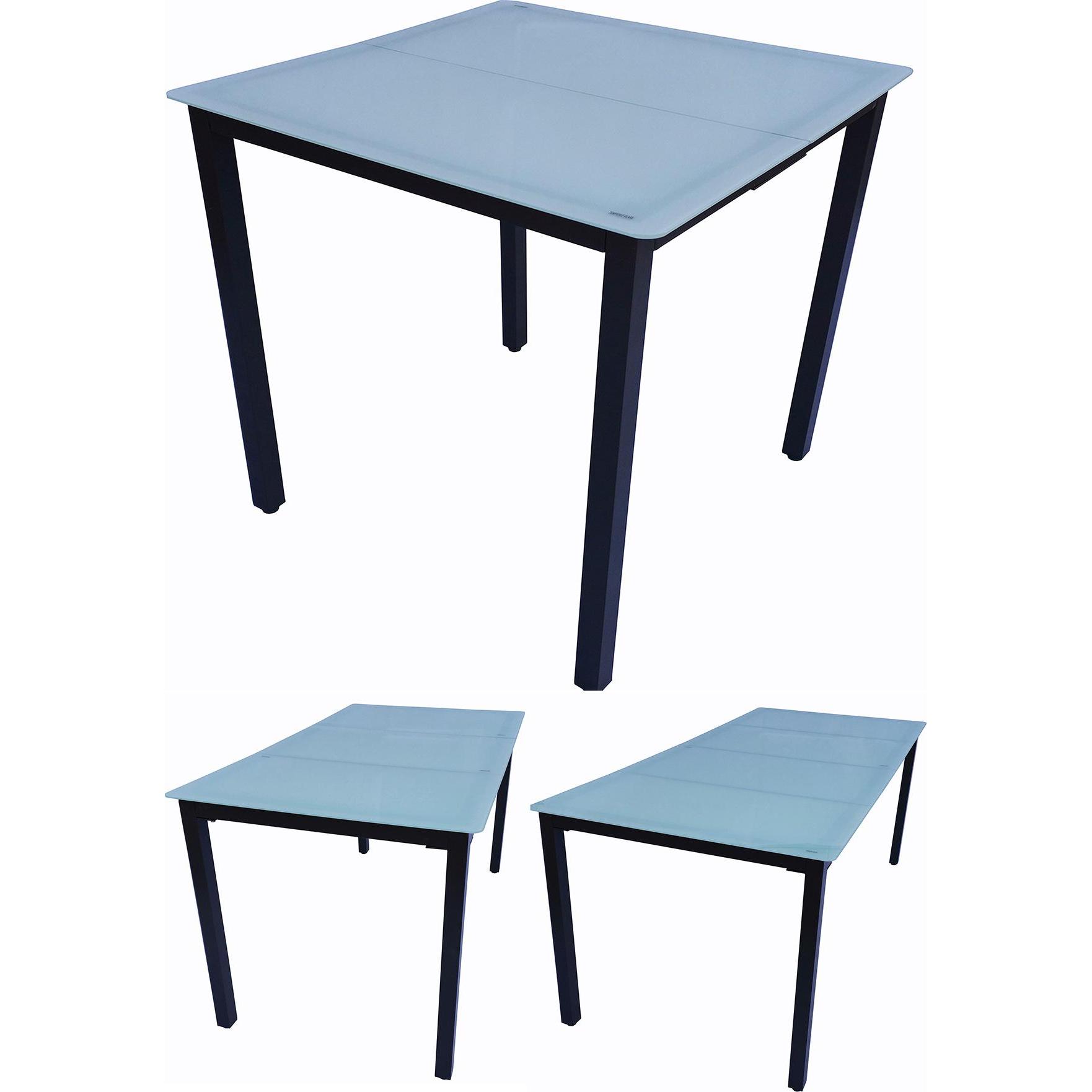 VCM, Gartentisch + Balkontisch, Alu Tisch Glas Esstisch Gartentisch Balkontisch Gartenmöbel Mattglas (190 cm)