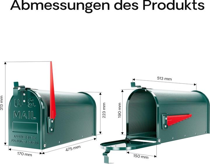 Actual product image Wiltec US Mailbox American Design Letterbox Postbox Letter Mail Post Box