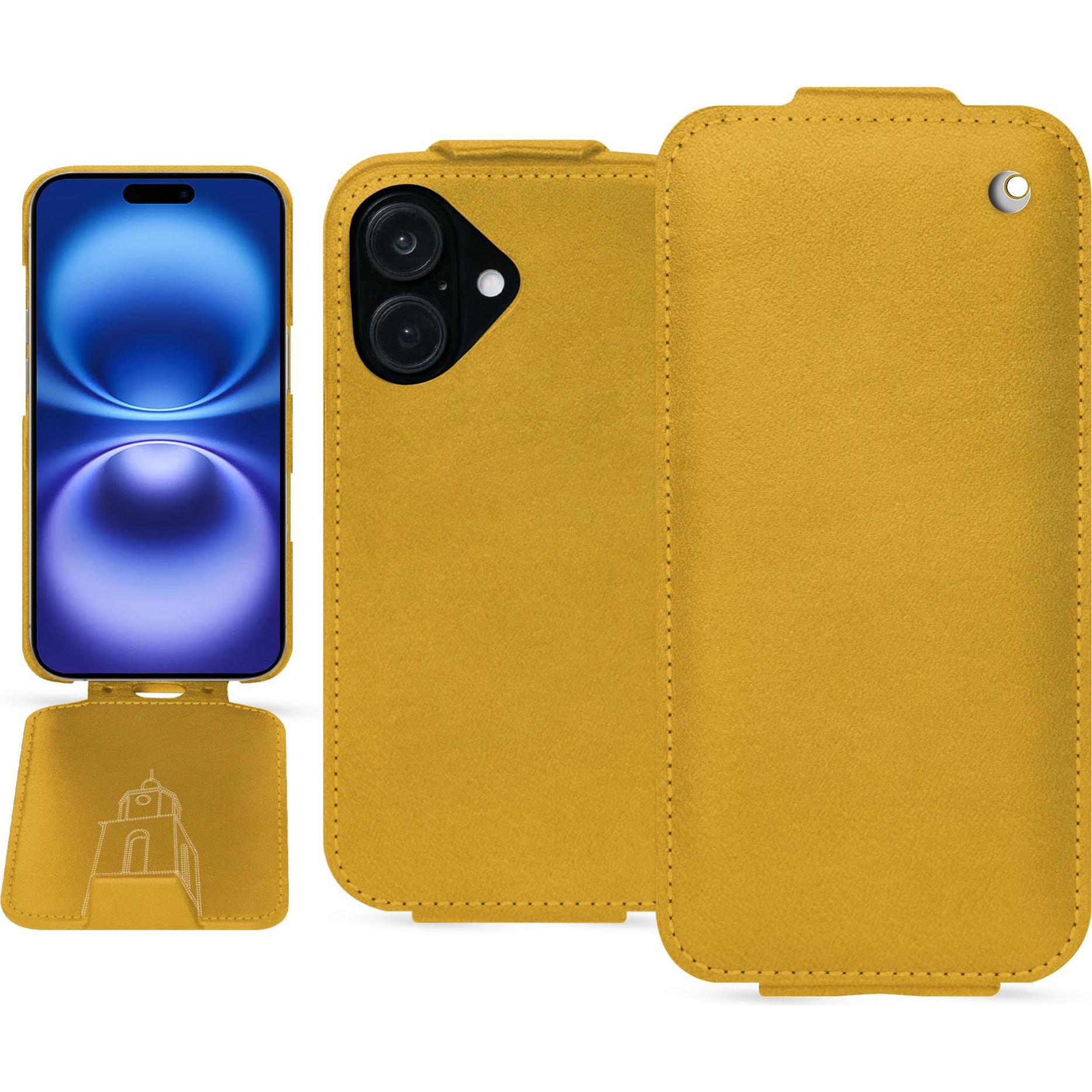 Noreve Lederschutzhülle vertikal (Apple iPhone 16), Smartphone Hülle, Orange