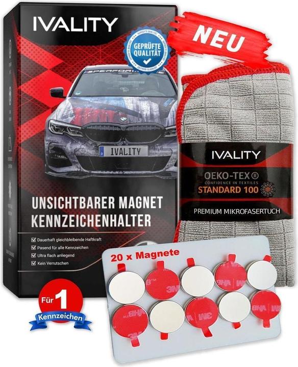 Ivality Magnet-Kennzeichenhalter - Set für 2 Kennzeichen - Clean (Heck)