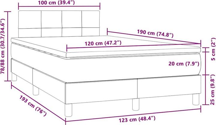 Image du produit vidaXL Boxspringbett (120 x 190 cm)