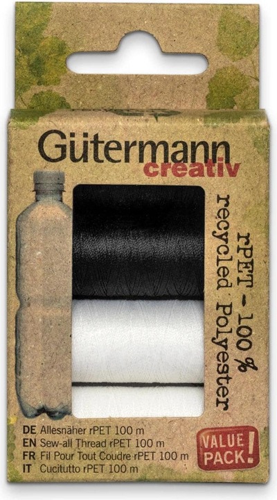 Actual product image Gütermann Nähgarn-Set Allesnäher rPET S&W 4 Stück, Mehrfarbig (100 m)