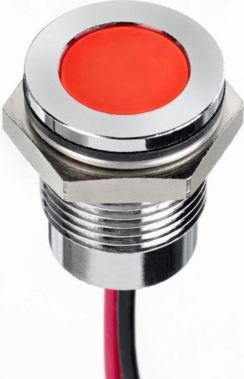 Produktbild RS PRO 14mm flush IP67 sealed chr LED, red 24V