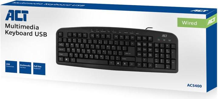 Produktbild ACT Keyboard USB (Qwerty/US layout) (US, Kabelgebunden)