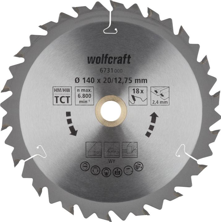 Produktbild wolfcraft 1 Kreissägeblatt HM, 18 Zähne ø140mm