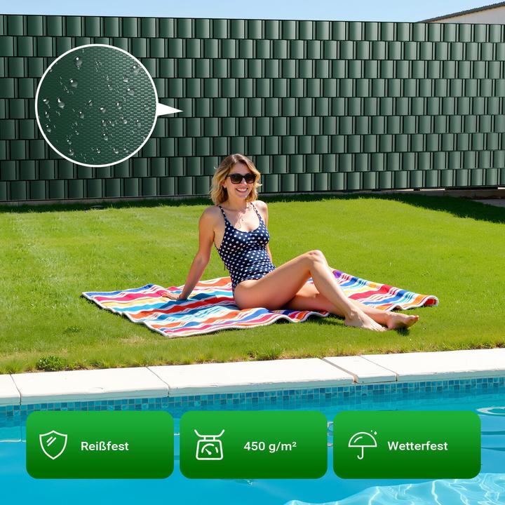 Immagine prodotto Wiltec Rotolo di recinzione verde da giardino 35 m x 19 cm, in PVC da 450 g/m² con 20 clip (3500 cm)