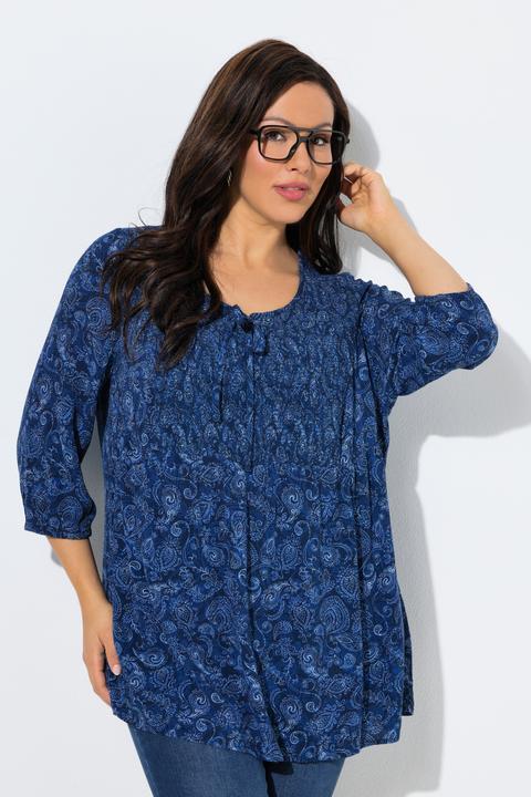 Actual product image Ulla Popken Smocked Paisley Blouse (62)