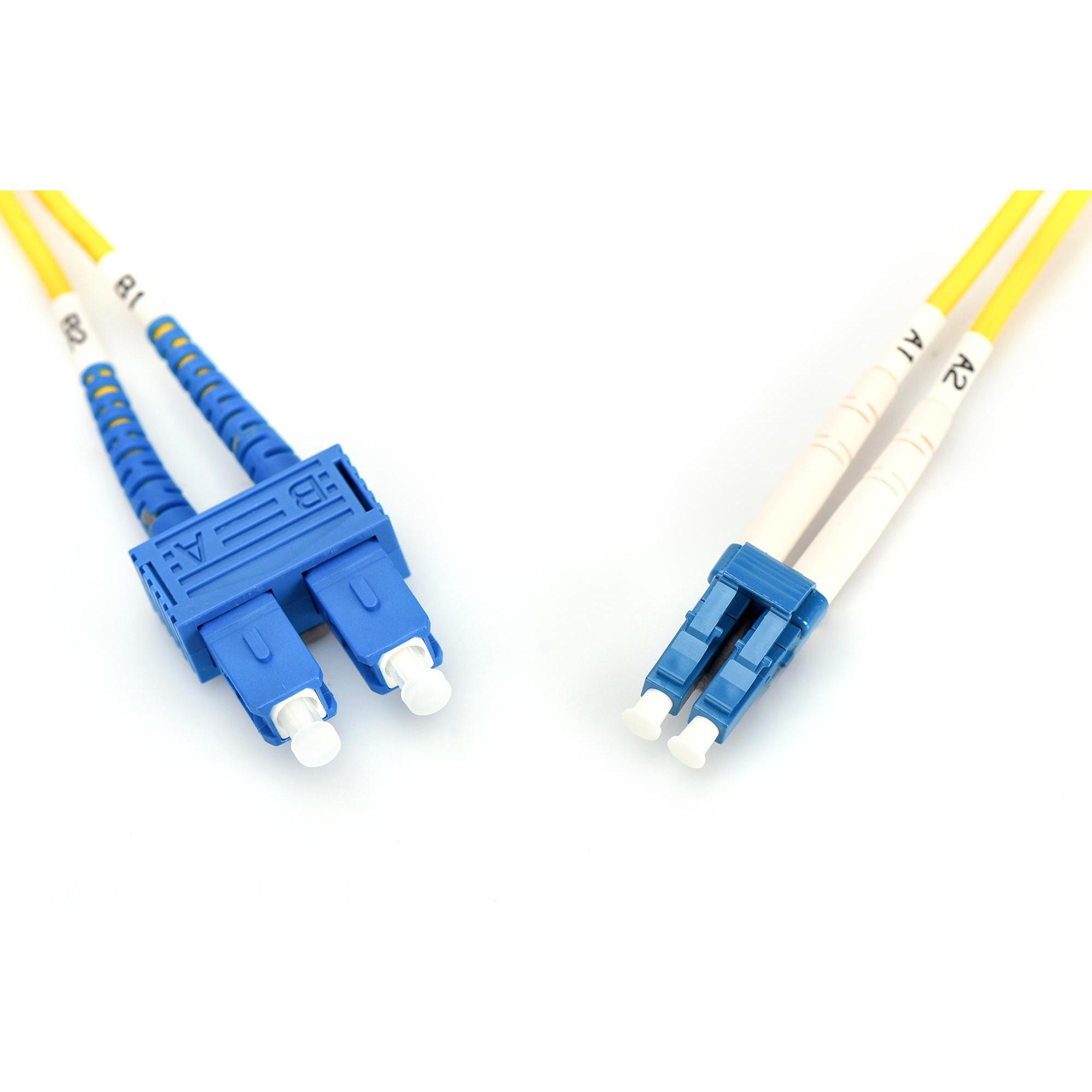 Digitus LWL Patchkabel LC/SC 09/125µm Singelmode Duplex Halogenfrei mit Messprotokoll gelb 2m (2 m), Netzwerkkabel