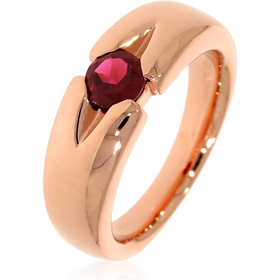 Xen, Ring, Ring mit 5 mm Rhodolith ca. 0,54 ct. rosèvergoldet, (56, 925 Silber)