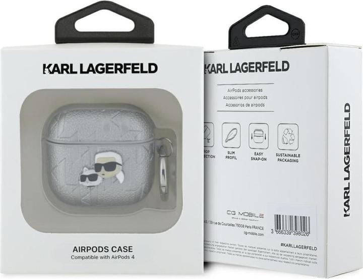 Image du produit Karl Lagerfeld Monogram Karl & Choupette Head case for AirPods 4 - argent (Manchon pour casque d'écoute)