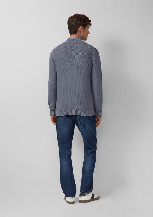 Produktbild s.Oliver Strickpullover Strukturmix-Troyer aus Baumwolle mit Garment Dye (S)