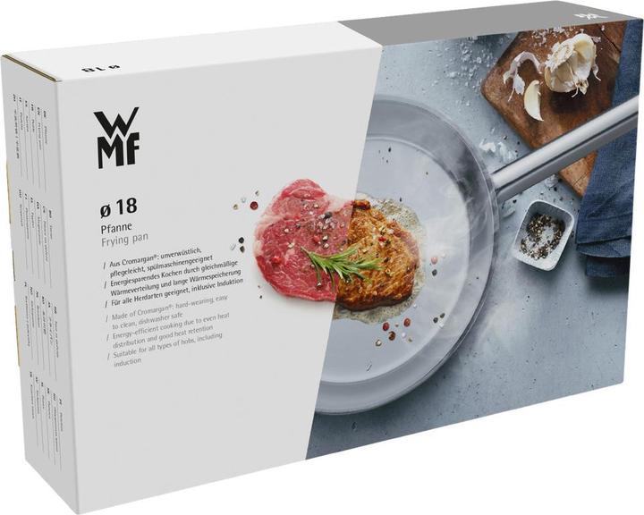 Produktbild WMF Edelstahlpfanne Bratpfanne 18cm Pfanne klein Induktion unbeschichtet (18 cm, Bratpfanne, Edelstahl)