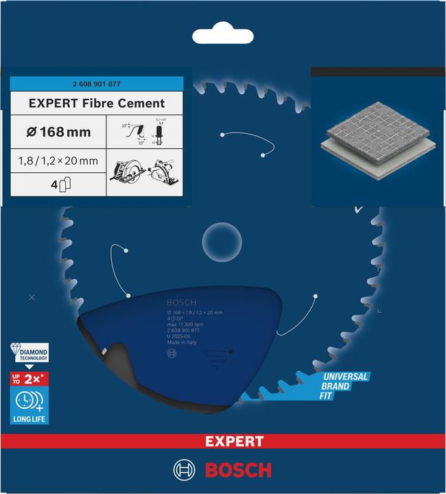 Actual product image Bosch Professional Zubehör Circular saw blade Expert for fibre cement 168 x 20 x 1.8/1.2 mm, T4