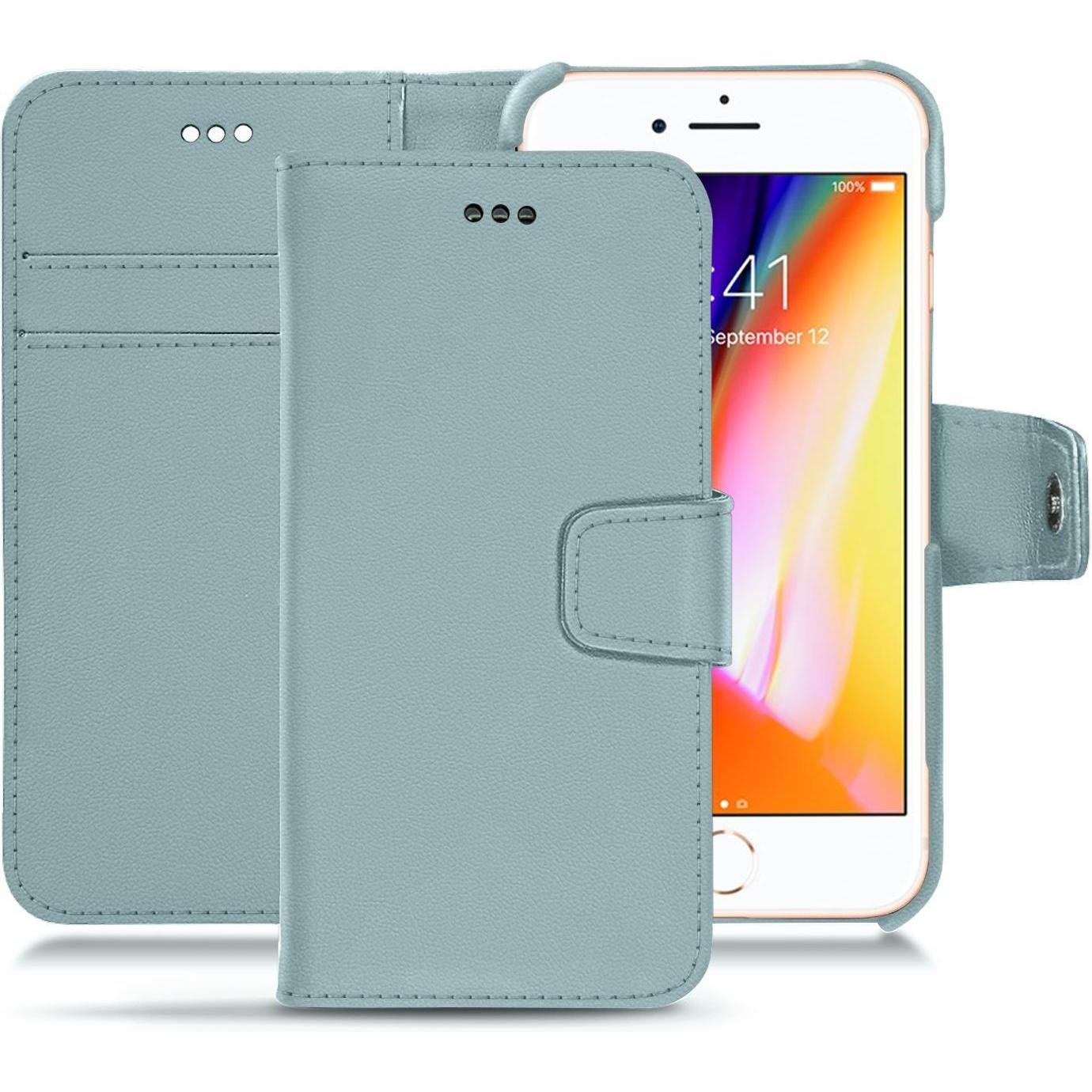 Noreve Lederschutzhülle Wallet (Apple iPhone 8), Smartphone Hülle, Blau