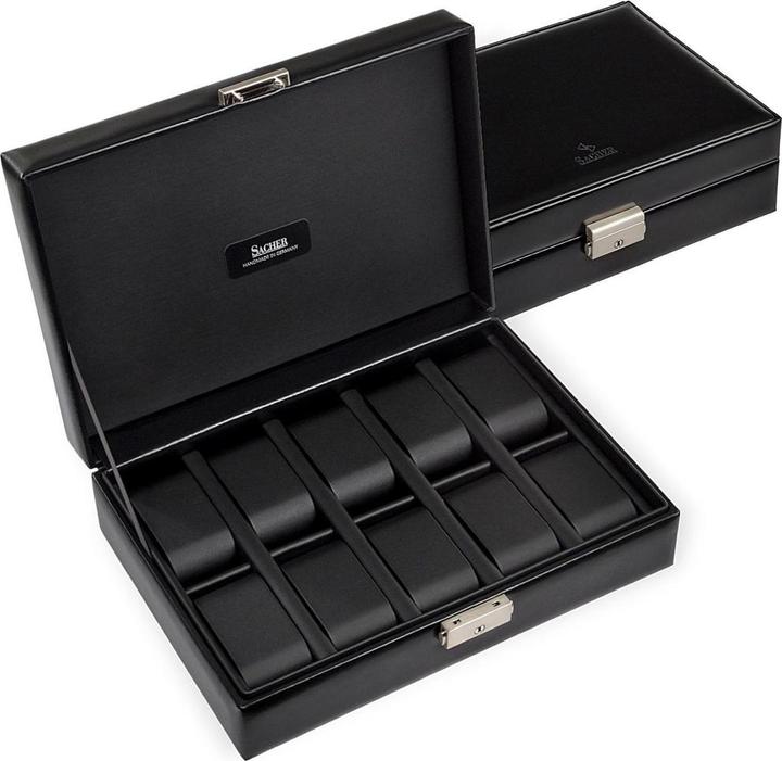 Sacher 2018.0104N04 - Uhrenetui für 10 Uhren black exclusive schwarz Leder
