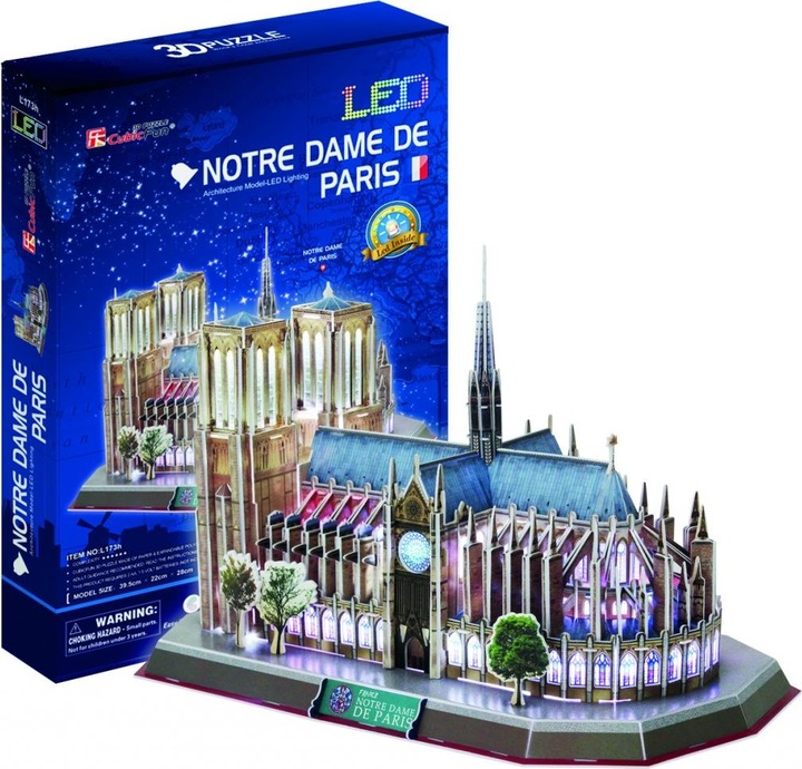 Actual product image Cubicfun 3D Puzzle Notre Dame (Light) (149 pieces)