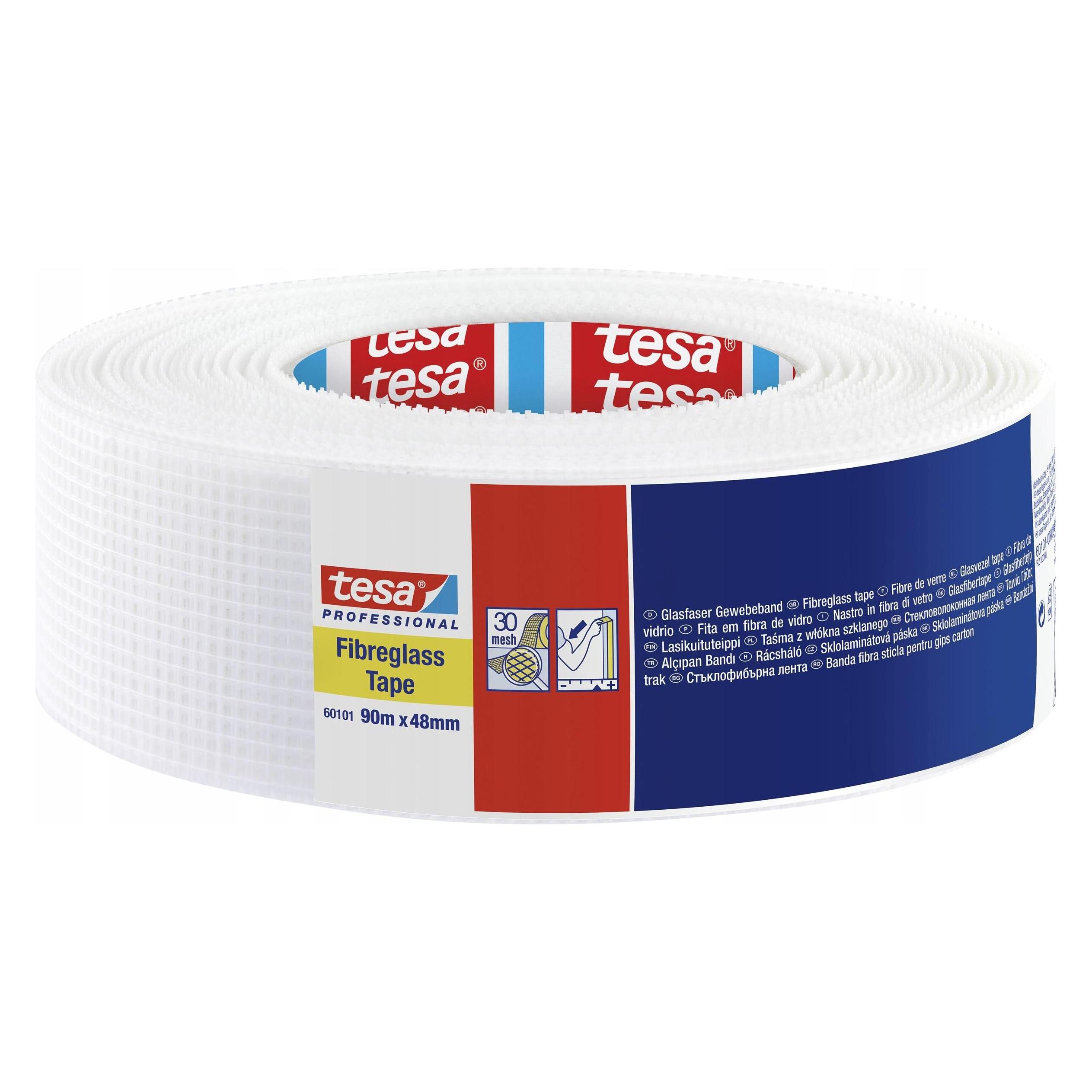 Tesa® Glasfaserband 60101 Weiß 90 M X 48 Mm – Extrem Zugfest – Für Verstärkungsarbeiten Klebeband