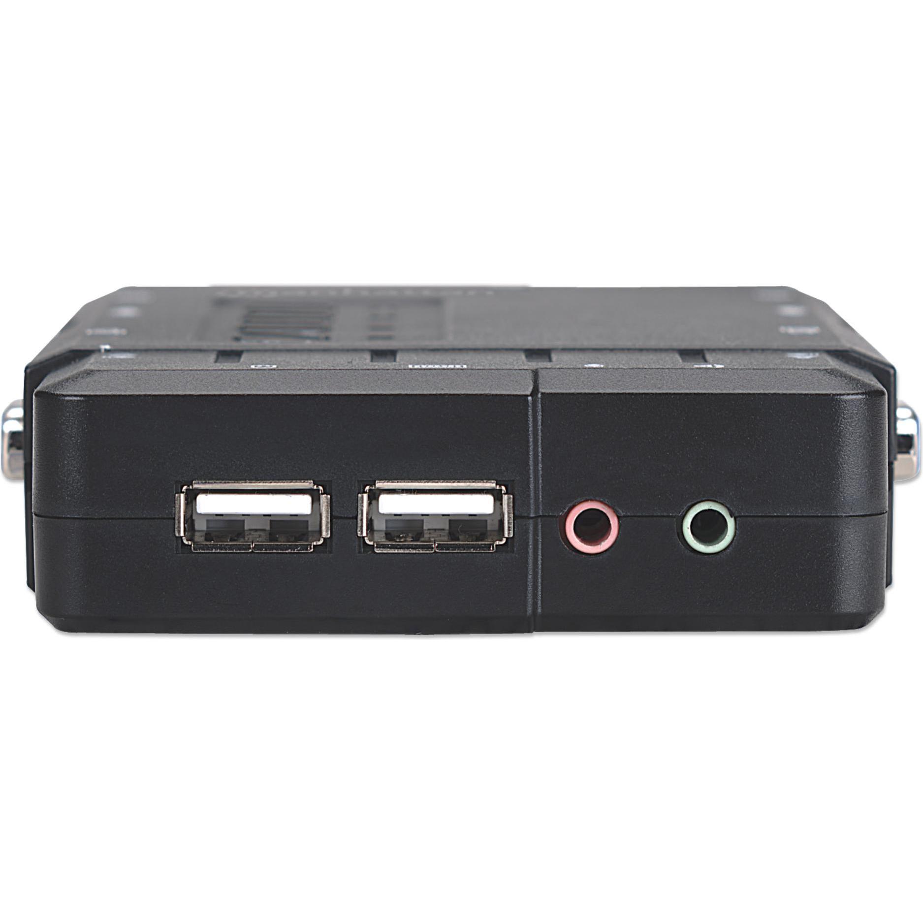 Thumbnail - Manhattan 4-Port Kompakt-KVM-Switch, KVM Switch, Schwarz