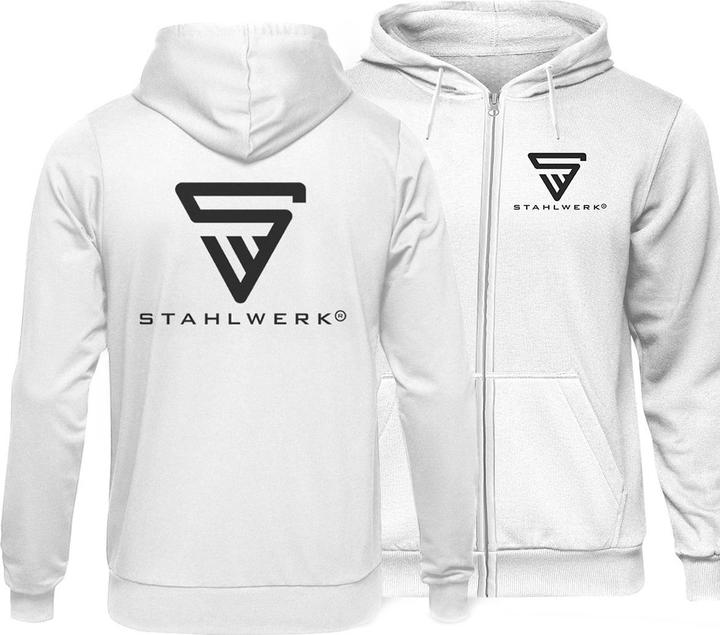 Stahlwerk Hoodie Kapuzenpullover Kapuzenpulli mit Reissverschluss in Weiss Grösse M (M)
