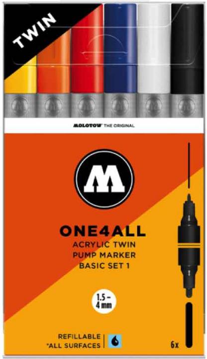 Actual product image Molotow ONE4ALL Acrylic Pencils Twin Basic Set of 6 (Sorted, 4 mm, 6 x)