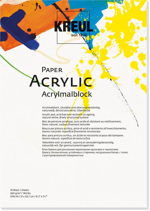 Kreul Bloc pour artistes "Paper Acrylic", 10 feuilles, DIN A4 (A4, Blanc)