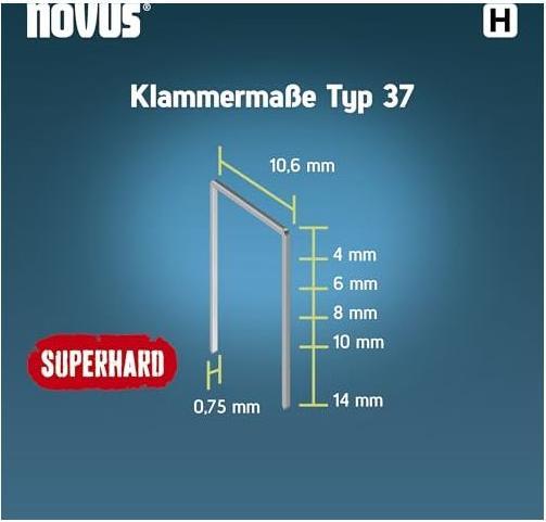 Image du produit Novus Agrafes à fil fin H 37 6mm Super Hard