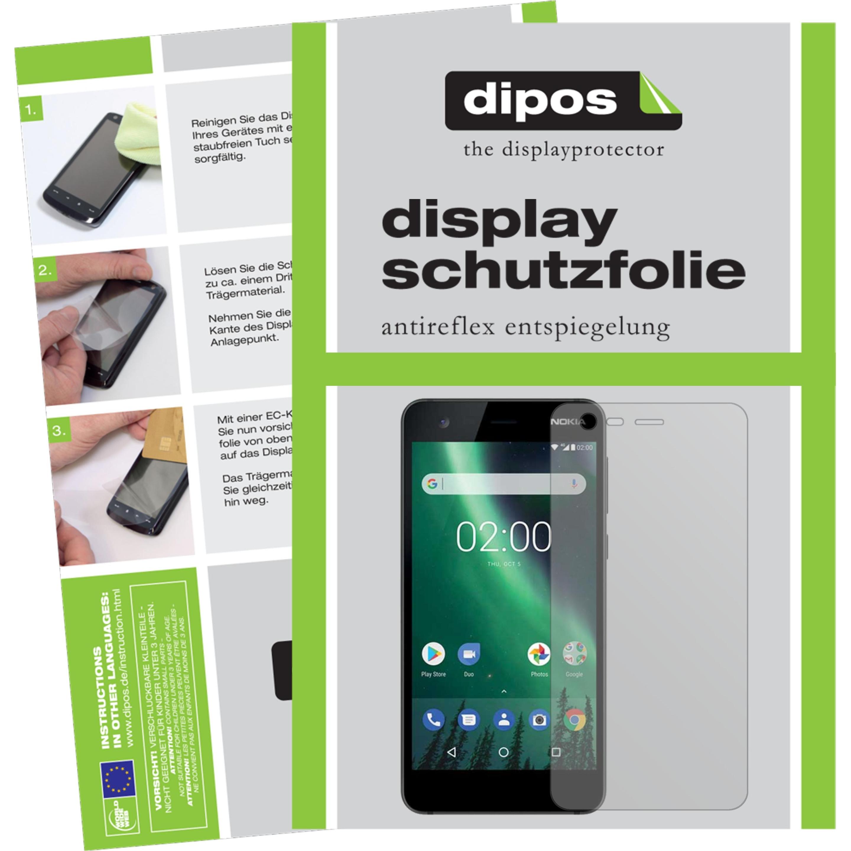 Dipos Displayschutzfolie Antireflex (1 Stück, Nokia 2), Smartphone Schutzfolie, Transparent