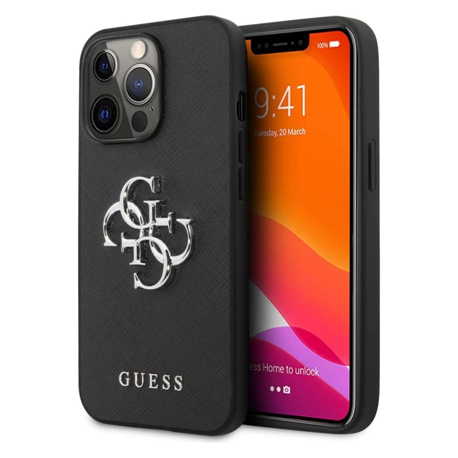 Guess Hard Cover 4G Big Metal Logo Case (Apple IPhone 13 Pro), Smartphone Hülle, Schwarz