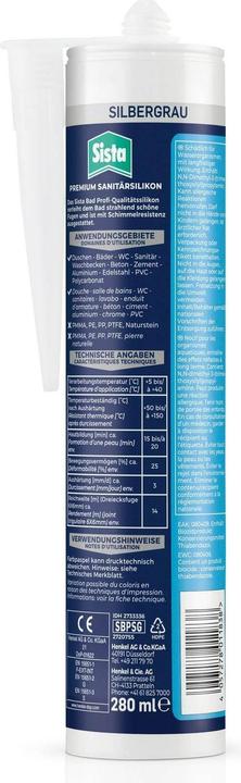 Produktbild Sista Bad Profi-Qualität Silikon (0.46 kg, Silbergrau, 280 ml)