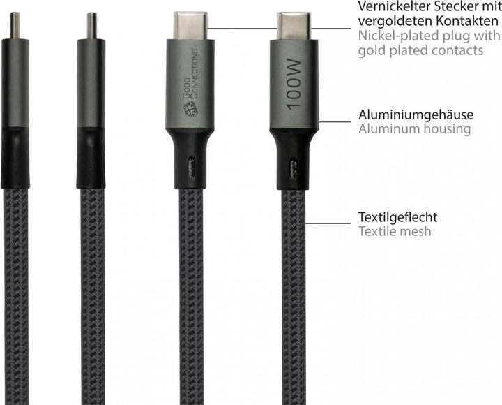 Produktbild Good Connections USB 4.0 Gen. 2x2 Kabel 20GBit/s 100W 8Ka30Hz USB-C Stecker an (0.50 m, 100 W)