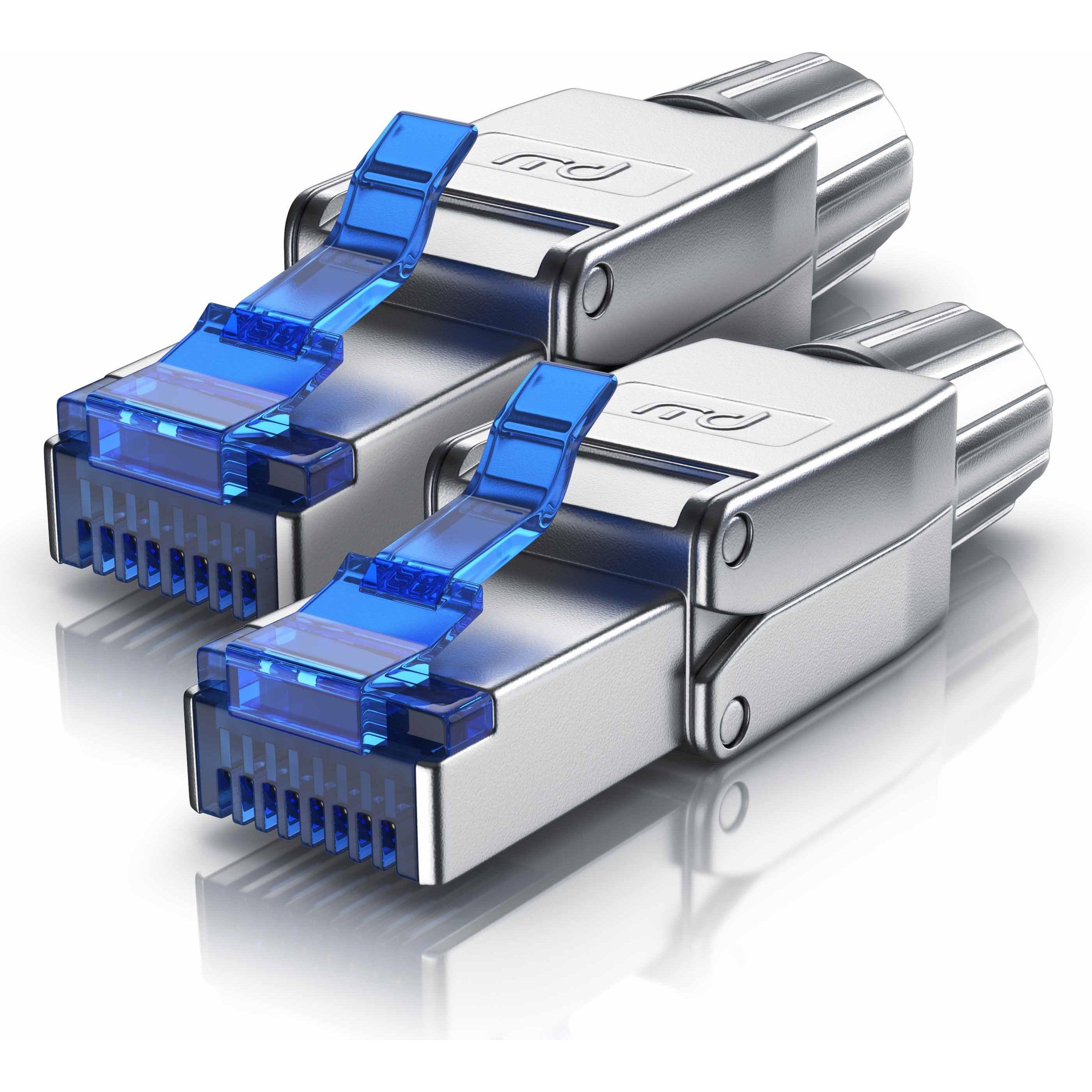 Primewire 2x Netzwerkstecker feldkonfektionierbar RJ45 CAT 8, Steckverbinder CAT8 für LAN Kabel Netzwerkkabel (0.05 m), ...
