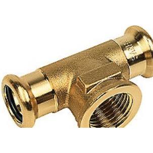 Sanha, Rohrverbindungstechnik, T-stykke 22x1/2x22 mm - med indvendig gevind. Cu press. M og V bakker (T-Verbindung)