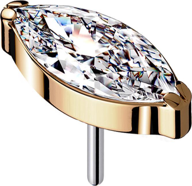 Image du produit Star Piercing Threadless or rose avec cristal ovale argenté (sans laiton, Titane)